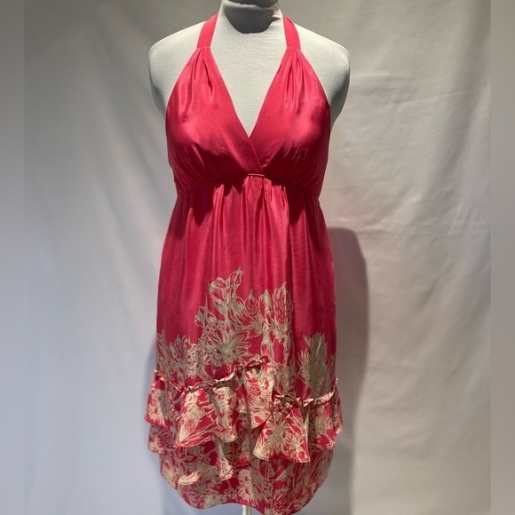 Banana Republic Silk Halter Dress with ruffles, size 12 - Picture 1 of 8